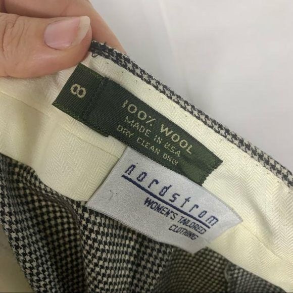 Vintage 90s Nordstrom Academia Houndstooth Wool Trouser Pants Small - Picture 10 of 16